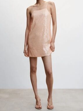Mango Peach Sequin Mini Dress